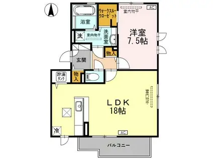 ルピナス(1LDK/1階)の間取り写真