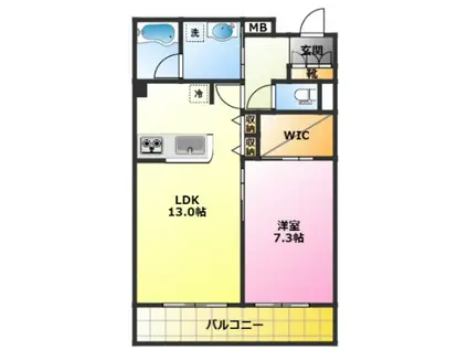 LIEVE FRORA Kリーブフローラケー(1LDK/2階)の間取り写真