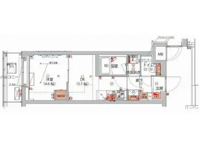 ハーモニーレジデンス神楽坂ヒルズサード(1DK/3階)の間取り写真