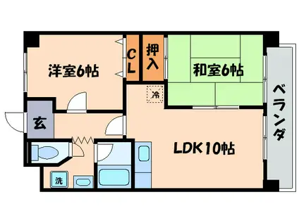 エミナール南草津(2LDK/5階)の間取り写真