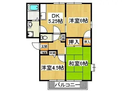 コートビレッジA・B(3DK/2階)の間取り写真