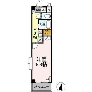 タイムD2(1K/3階)の間取り写真