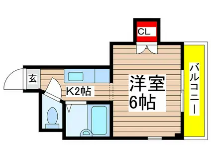 ロックウェル弁天(1K/2階)の間取り写真