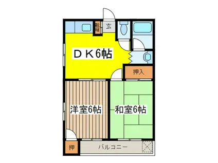 コーポエルコ(2DK/2階)の間取り写真