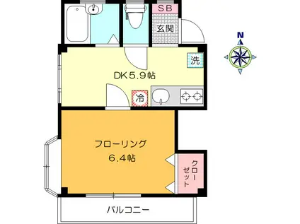 セピアコート(1DK/2階)の間取り写真