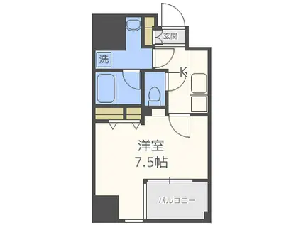 レジディア江戸堀(1K/3階)の間取り写真