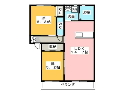 ANJYU(2LDK/1階)の間取り写真