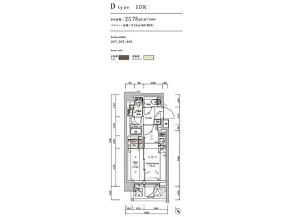 シーフォルム カワサキーイケダ(1DK/4階)の間取り写真