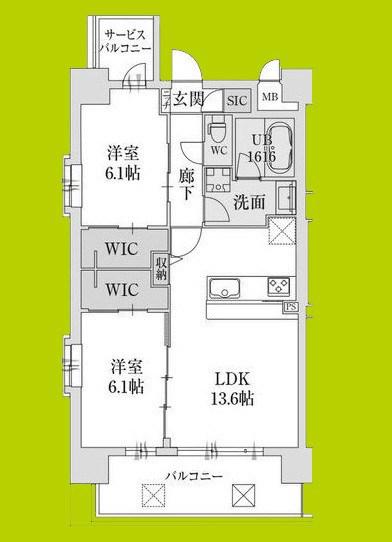 スプランディッド難波VII(2LDK/9階)の間取り写真
