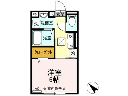DーROOM辰ノ尾(1K/1階)の間取り写真