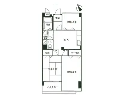 深川B棟(3DK/10階)の間取り写真