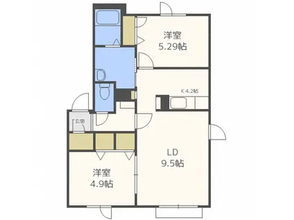 シャーメゾン元町グランビレッジB(2LDK/2階)の間取り写真