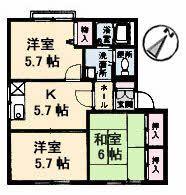 ルミナス矢賀 B棟(3K/1階)の間取り写真