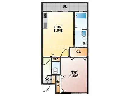 ルミエール(1LDK/2階)の間取り写真