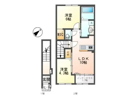 スターテラスII東出雲(2LDK/2階)の間取り写真