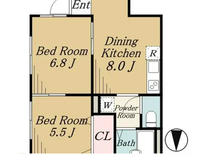 パルコート神楽坂(2DK/1階)の間取り写真