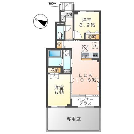 ボスコ三本木 II(2LDK/1階)の間取り写真