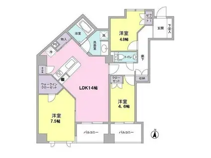 グリーンテラス世田谷(3LDK/1階)の間取り写真