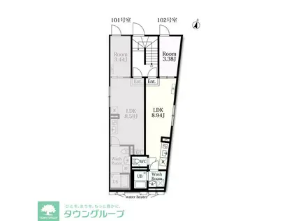 ヒルズレジデンス北千住(1LDK/2階)の間取り写真