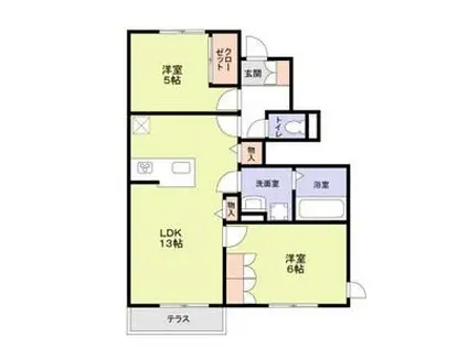 フォレ トゥーナ(2LDK/1階)の間取り写真