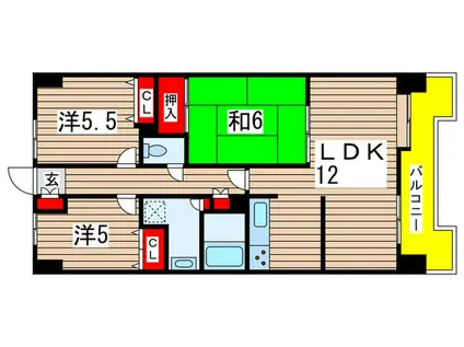 ファインビュー千葉(3LDK/3階)の間取り写真