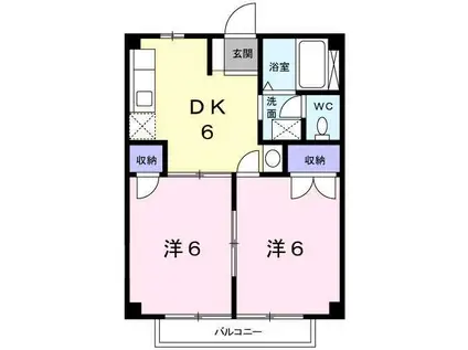 エクセルサンスメール(2DK/1階)の間取り写真