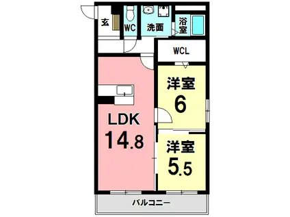 リアンジュ下沢(2LDK/3階)の間取り写真