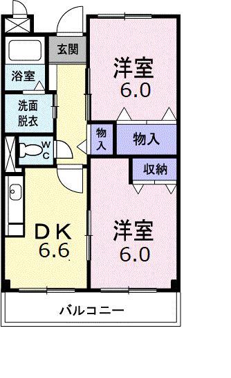 レモングラス(2DK/3階)の間取り写真