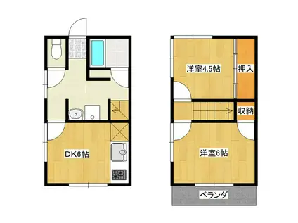 ＪＲ常磐線 石岡駅 徒歩20分 2階建 築47年(2DK/1階)の間取り写真