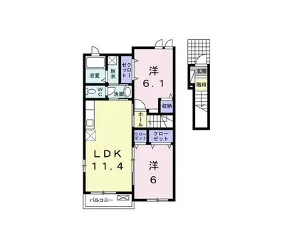 サン・オアシスI(2LDK/2階)の間取り写真