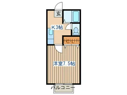 Uパーク(1K/2階)の間取り写真