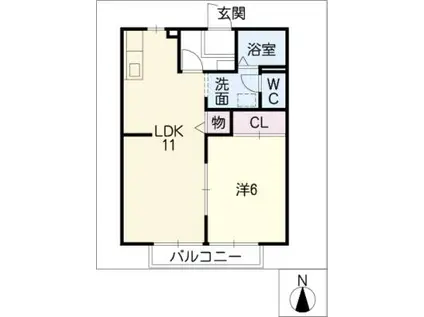 コーポサンライズ(1LDK/1階)の間取り写真