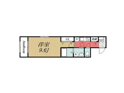 コンフォートミラー(1K/1階)の間取り写真