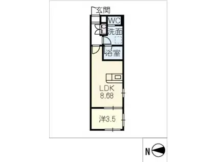 ARIVIA知立(1LDK/1階)の間取り写真