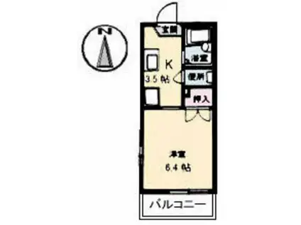 フレグランス西霞 C棟(1K/1階)の間取り写真