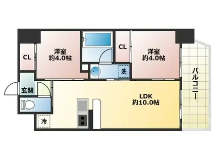 セレニテフラン新大阪(2LDK/12階)の間取り写真