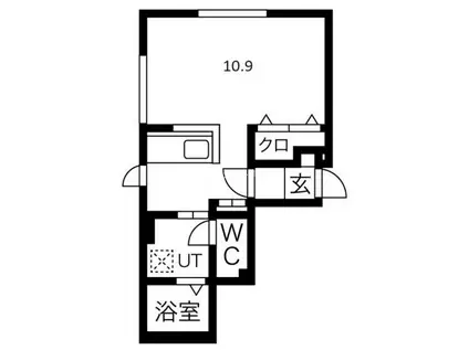 ヴェルテックス・ベータ(1K/1階)の間取り写真