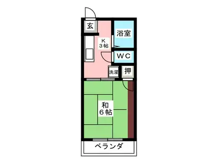 フォーブル平成(1K/2階)の間取り写真