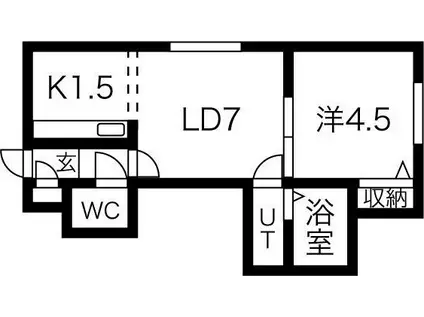 ジュネスコート旭町弐番館(1LDK/2階)の間取り写真