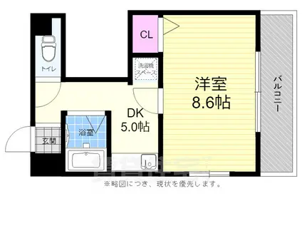 LAC宝町(1DK/3階)の間取り写真