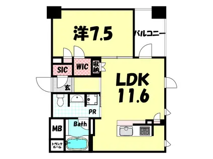 ザライオンズ神戸ハーバーランド(1LDK/4階)の間取り写真