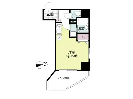 レジディア博多(ワンルーム/8階)の間取り写真