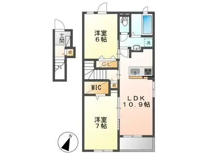 エアリーこまち(2LDK/2階)の間取り写真