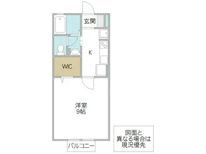 クヒオA棟(1K/2階)の間取り写真