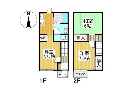 ニューロベリア(3K/1階)の間取り写真
