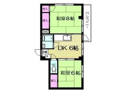 庄司コーポ(2DK/2階)の間取り写真