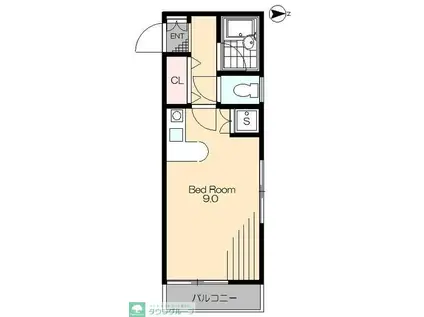 スカイパーク喜多見(ワンルーム/2階)の間取り写真