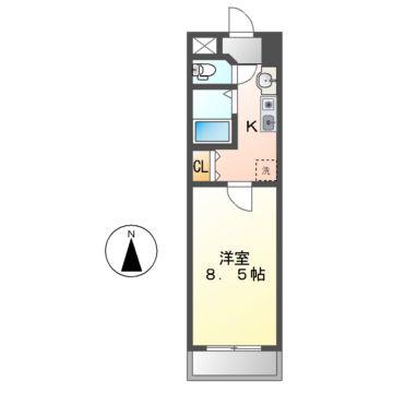 クレスト覚王山(1K/3階)の間取り写真