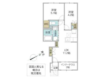 URBAN HILLS(2LDK/1階)の間取り写真