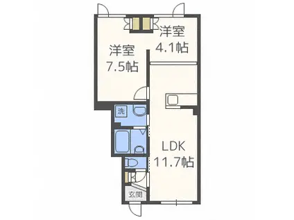 カナリーノ(2LDK/1階)の間取り写真